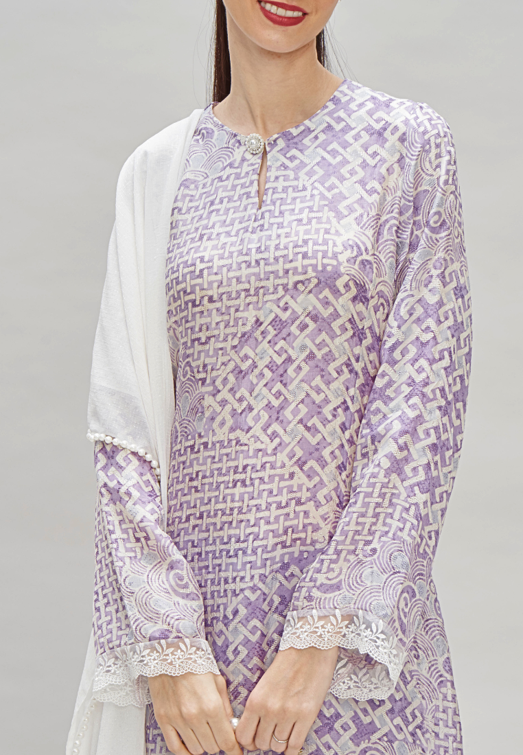 Premium Batik long modern Baju Kurung & Satin pleated wrap Skirt