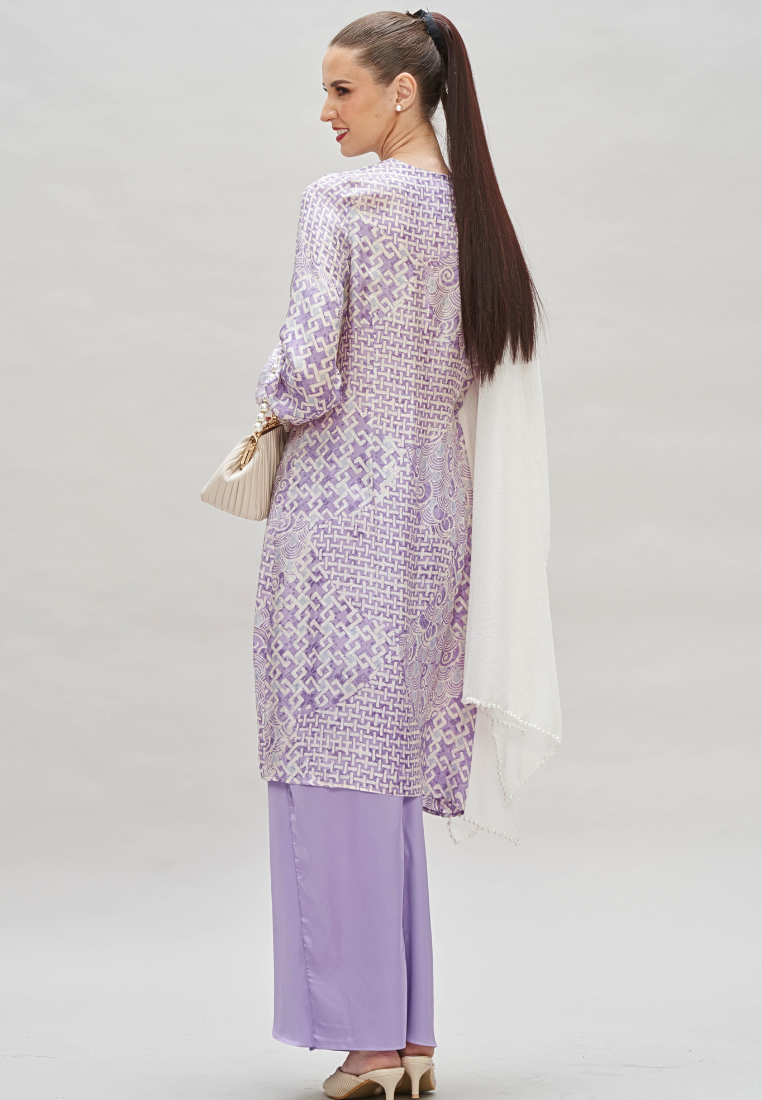 Premium Batik long modern Baju Kurung & Satin pleated wrap Skirt