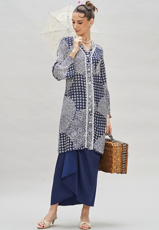 Premium Batik long modern Kebaya & Satin Wrap Skirt