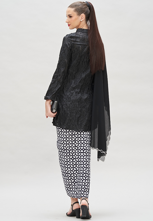 Black Burnout high neck Top & Batik Wrap Skirt