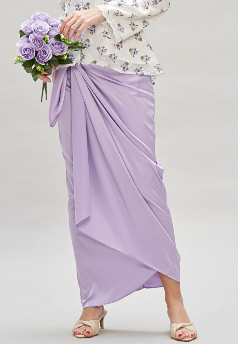 Kebaya Embroidery Eyelet & Satin Wrap Skirt Modern Baju Kurung
