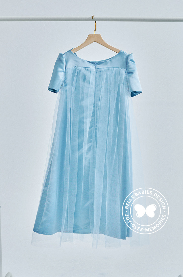 BBD Big Bow Dress (Dusty Blue)