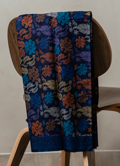 Sampin Cotton in Dark Blue Purple base with multi color Floral prints