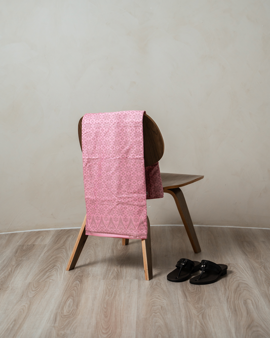 Sampin Cotton in Light pink base with grey songket prints