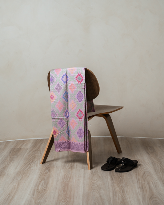 Sampin cotton in Soft Lilac base with songket prints