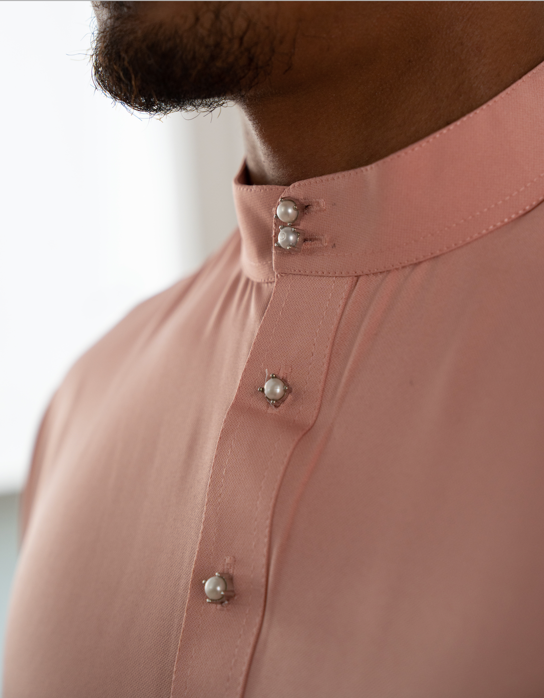 Cekak Musang collar Slim Fit in Dark Dusty Salmon Pink Baju Melayu